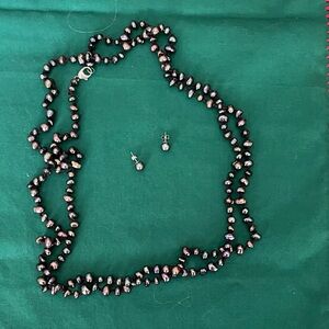 Honora Black Pearl Necklace and Earring Set
